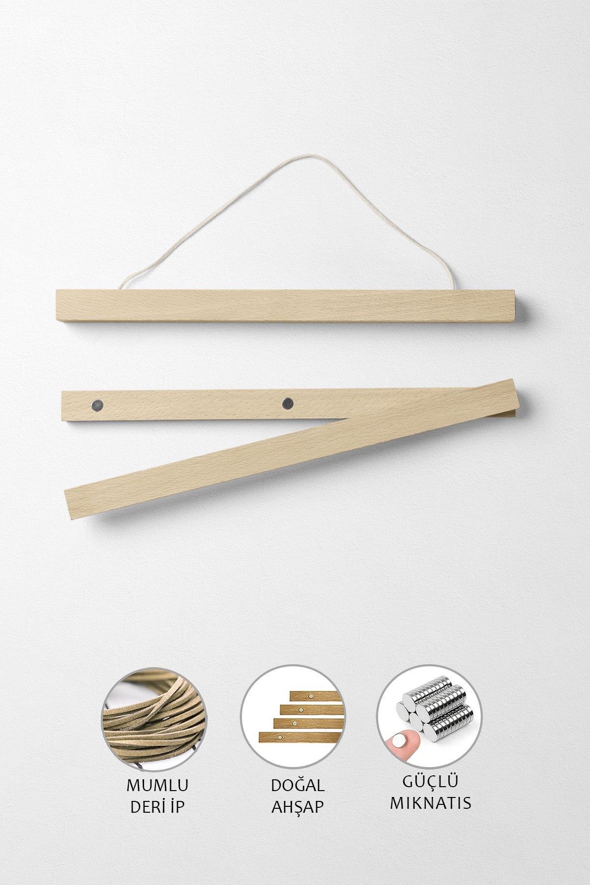 Mıknatıslı Ahşap Poster Askısı, Manyetik Çerçeve