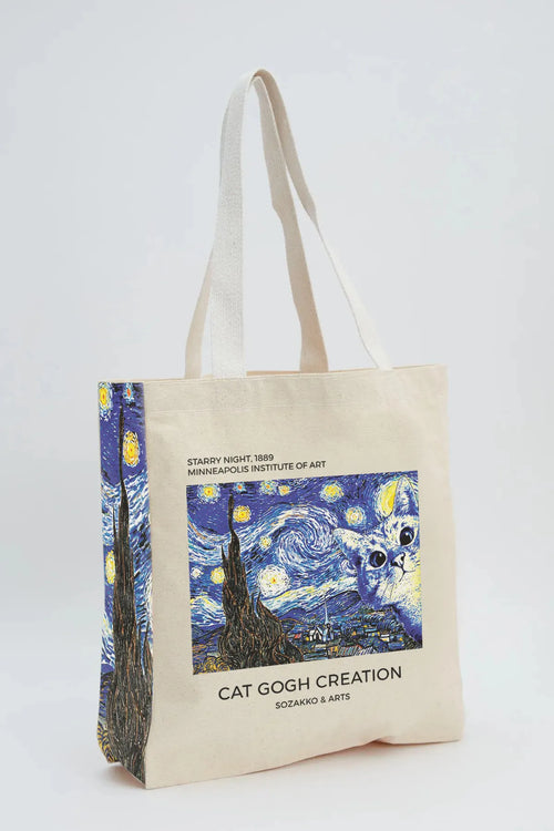 Fonksy Cat Gogh Creation Kanvas Omuz Çantası