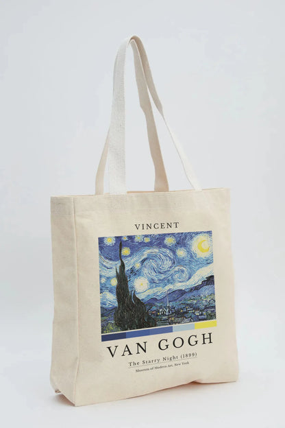 Fonksy Van Gogh Starry Night Kanvas Omuz Çantası