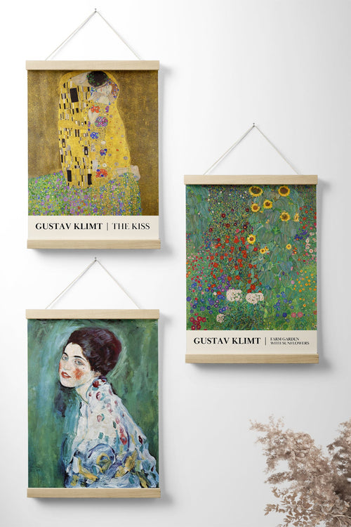 Gustav Klimt Mıknatıslı Ahşap Tablo Seti 3'lü